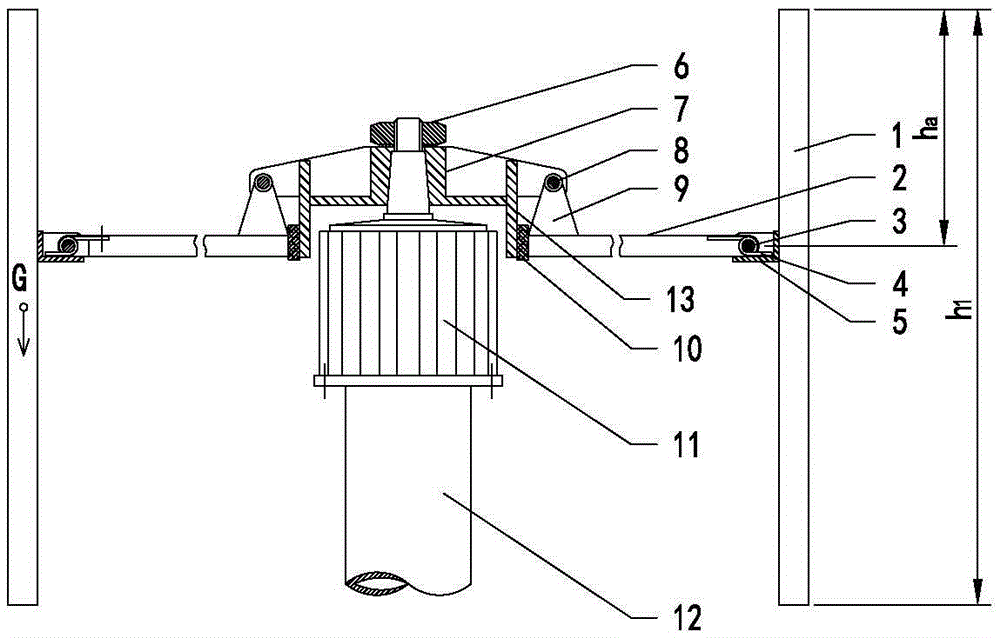 A vertical-axis wind turbine with wings and swinging blades