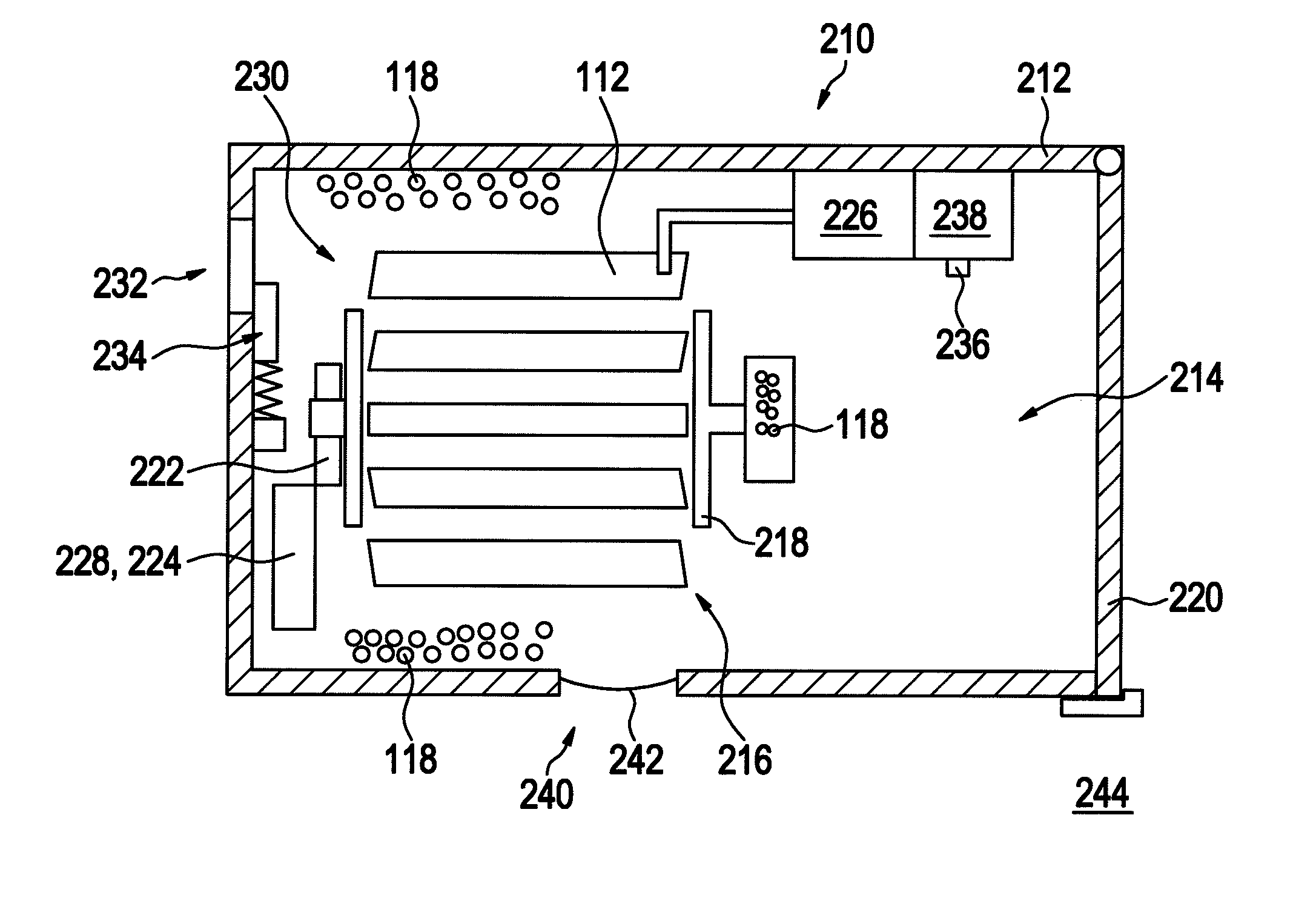 Portable measuring system having an optimized assembly space