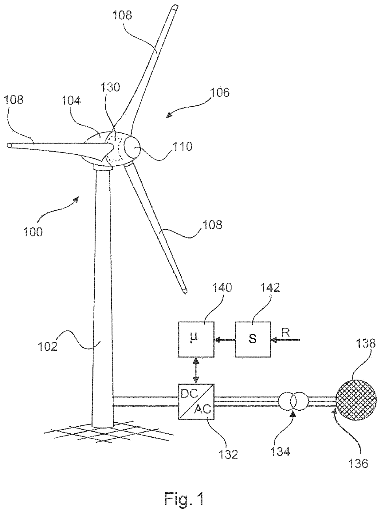 Reduced power operation of a wind turbine