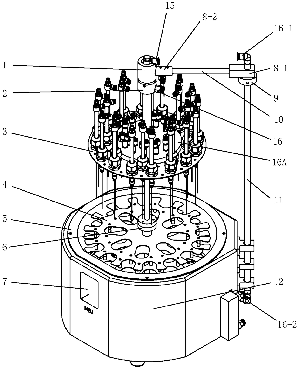 A nitrogen blowing instrument with a removable shelf