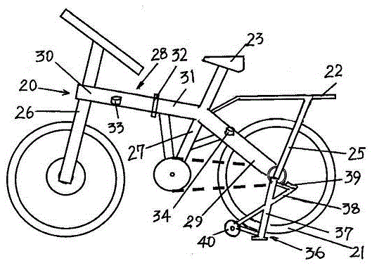 Portable bicycle capable of standing stably and rolling when folded
