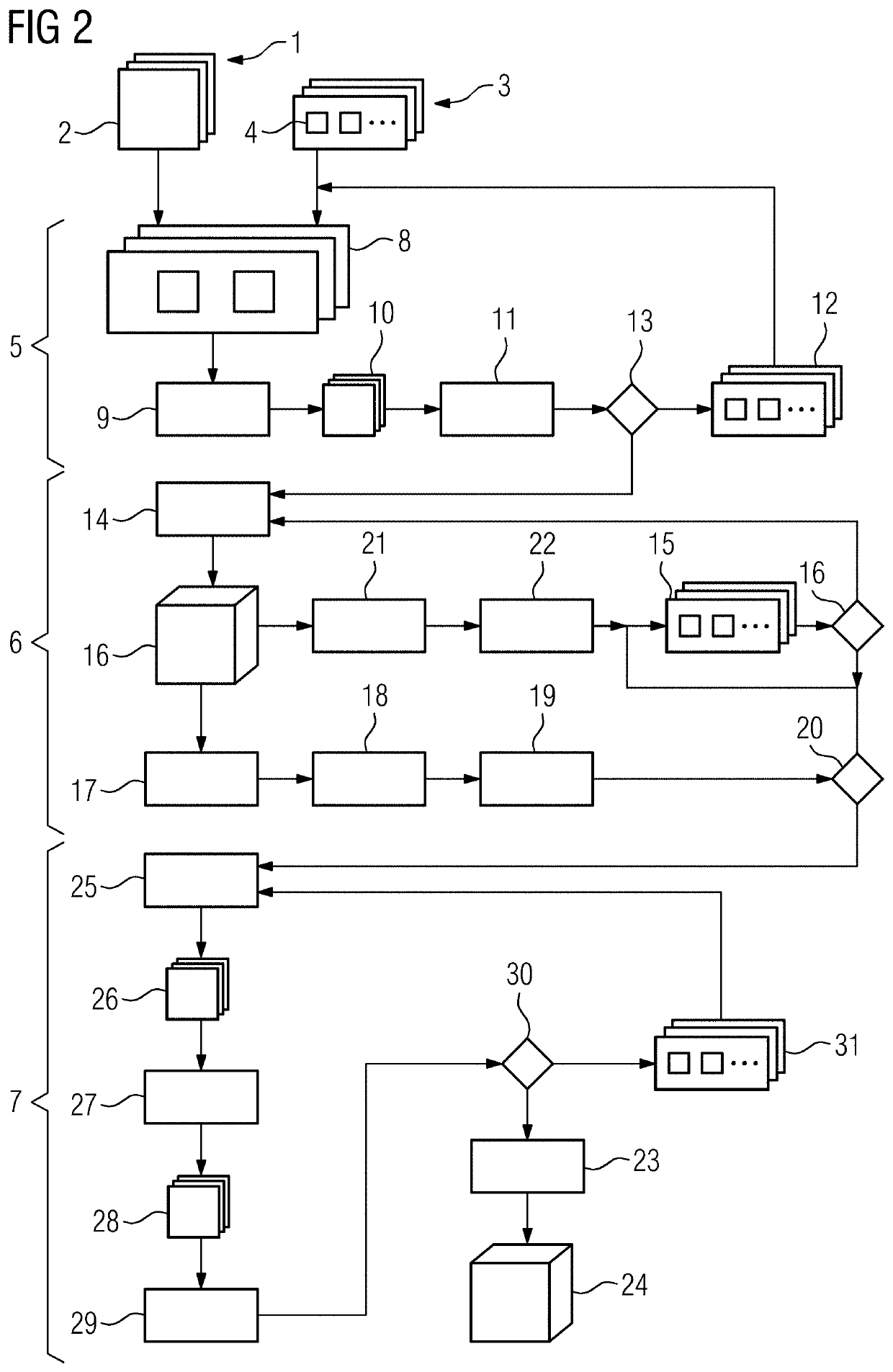 Method for determining corrected acquisition geometries of projection images