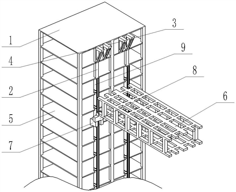 Emergency disposal equipment and usage method for the overall lifting of air corridors between ultra-high group towers