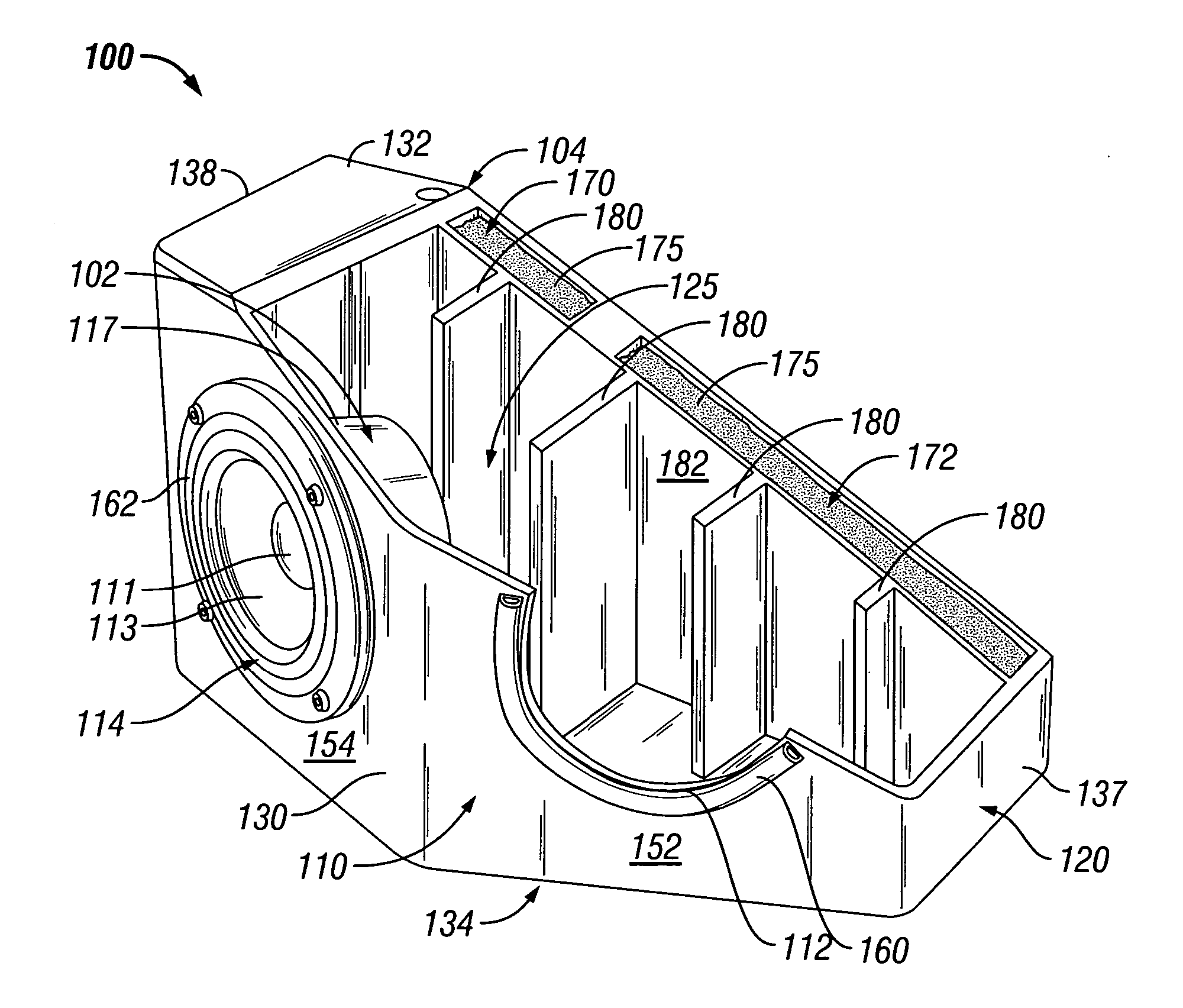 Speaker enclosure with a liquid chamber for mounting a speaker driver