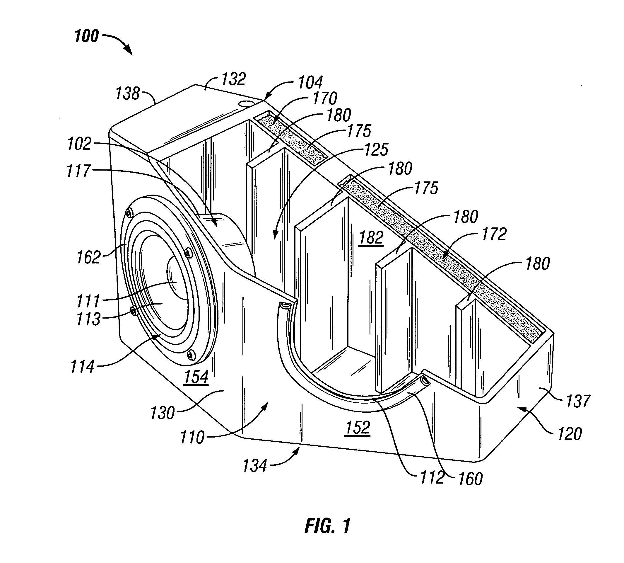 Speaker enclosure with a liquid chamber for mounting a speaker driver