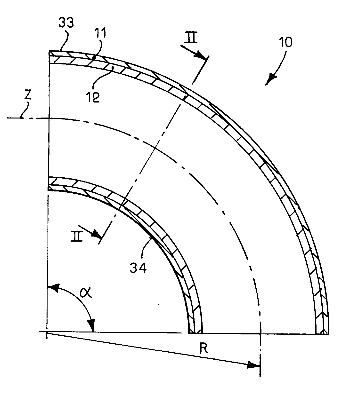 Method to make a curved tubular element in order to convey abrasive materials such as concrete or suchlike, and curved tubular element thus obtained