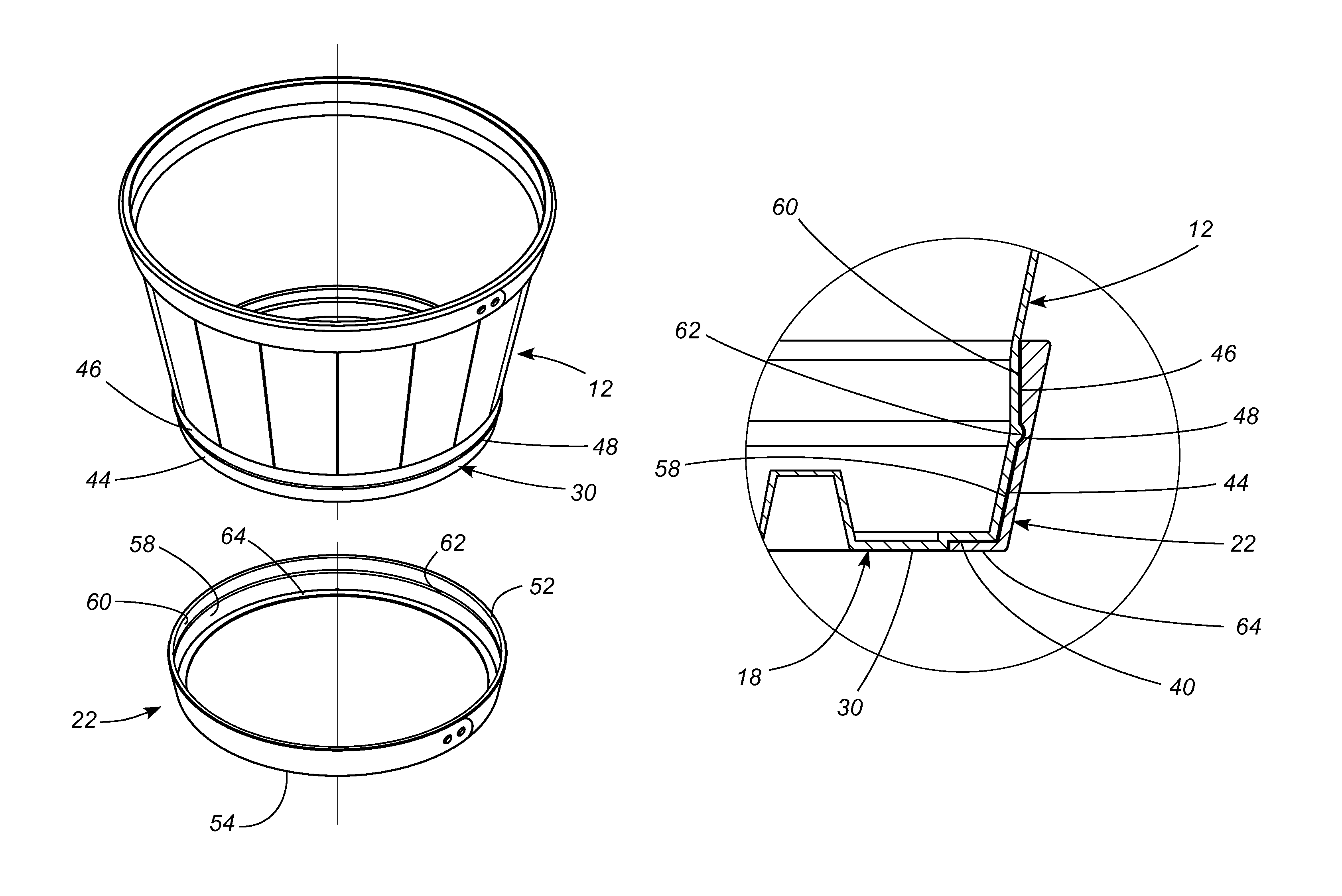 Injection-molded planter having undercuts and process for manufacturing