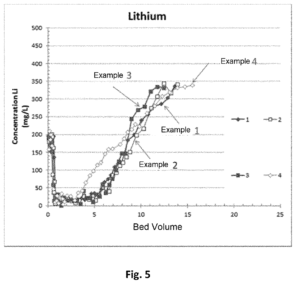 Process for preparing an adsorbent material and process for extracting lithium using said material