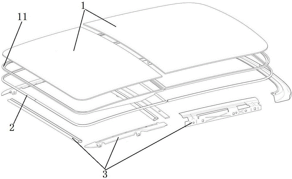 Automotive panoramic sunroof structure