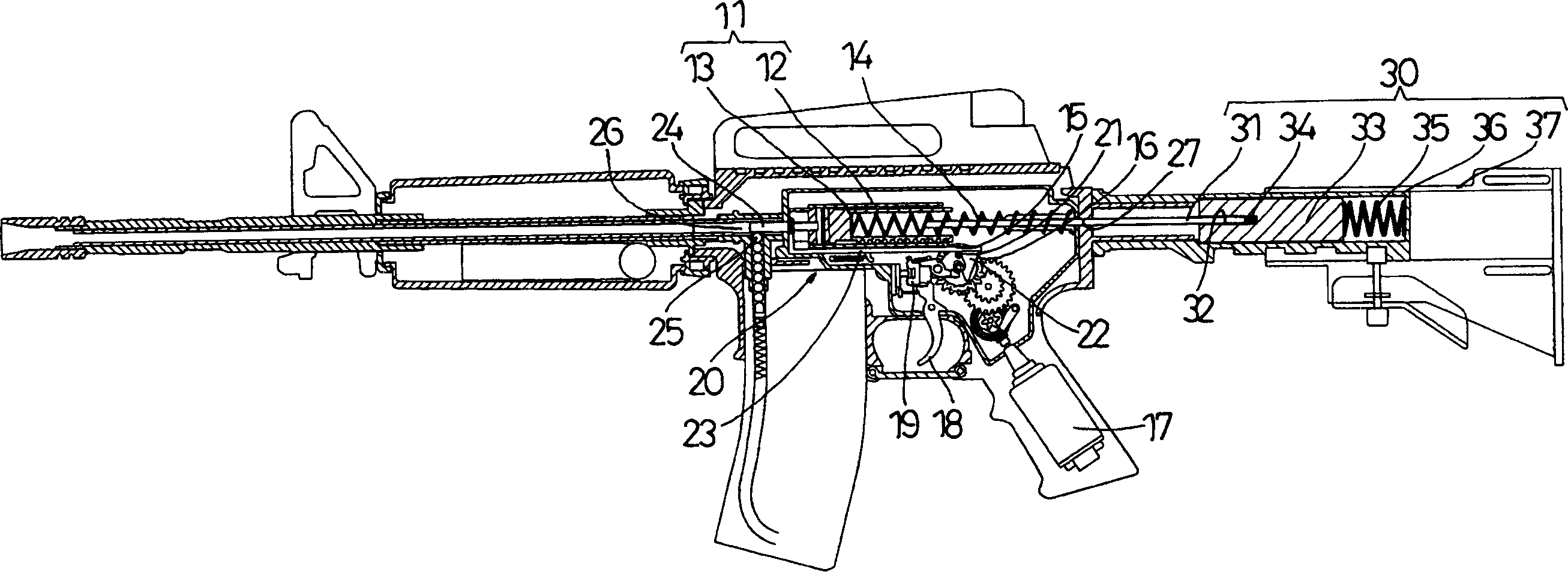 Recoiling device of toy gun