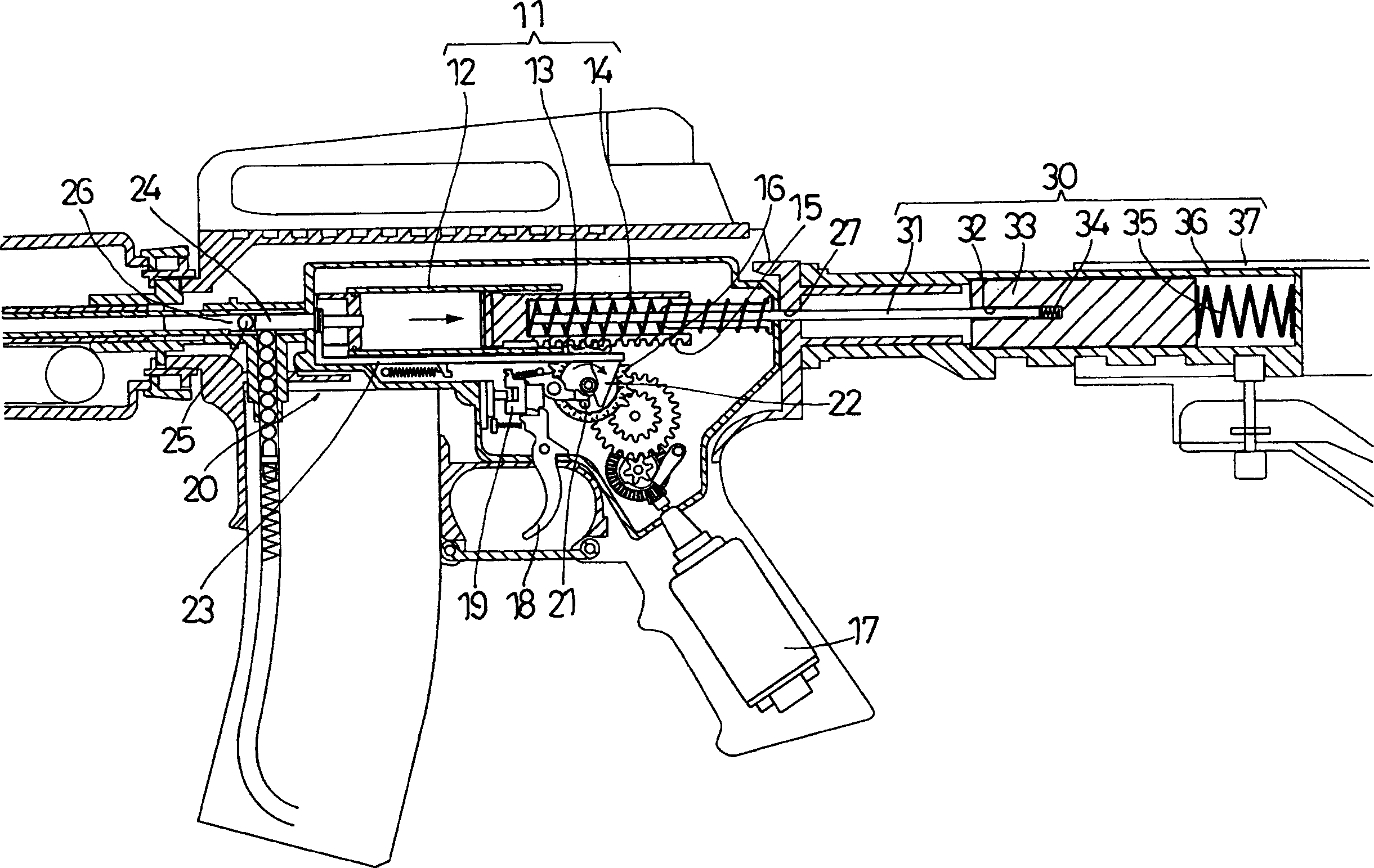 Recoiling device of toy gun