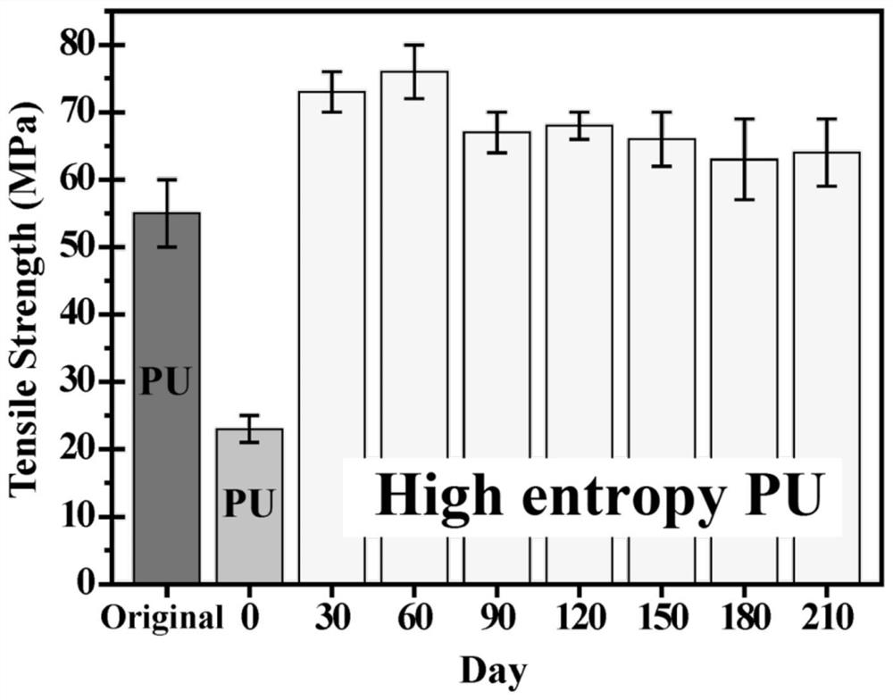 High-entropy polyurethane and preparation method thereof