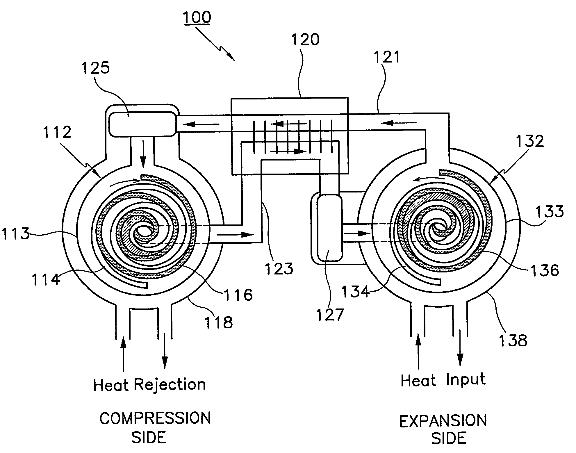 Scroll-type expander having heating structure and scroll-type heat exchange system employing the expander