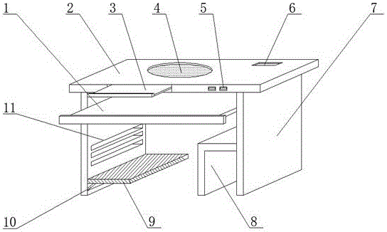 Special heat dissipation type computer desk for computer-assisted equipment