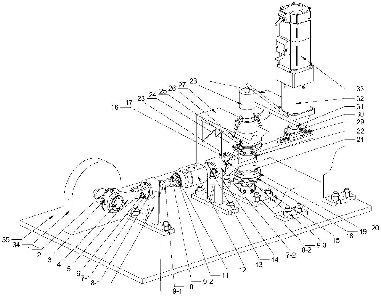 A multi-bolt loosening test machine under combined loading of flanges under tension, bending and torsion