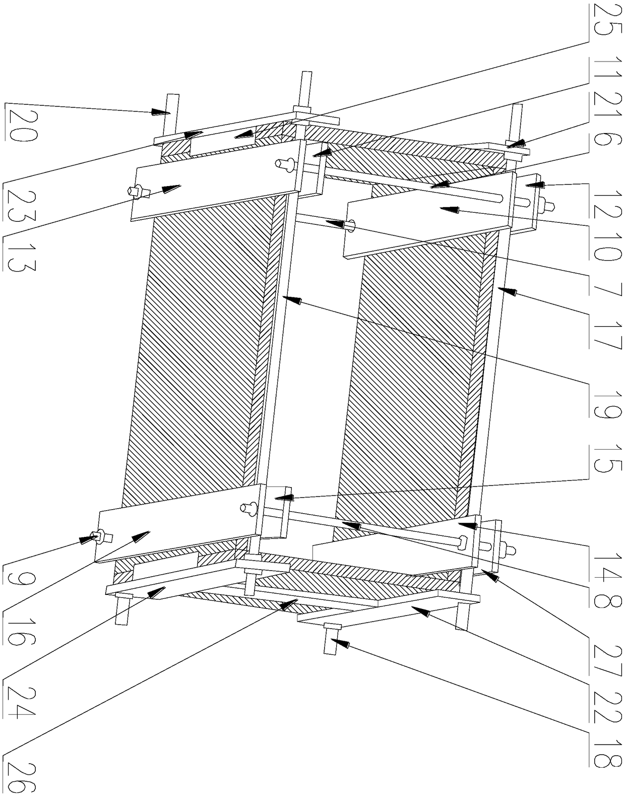 Square shielding case and assembling tool thereof