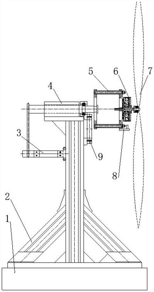 Testing device for drone motor and propeller combination