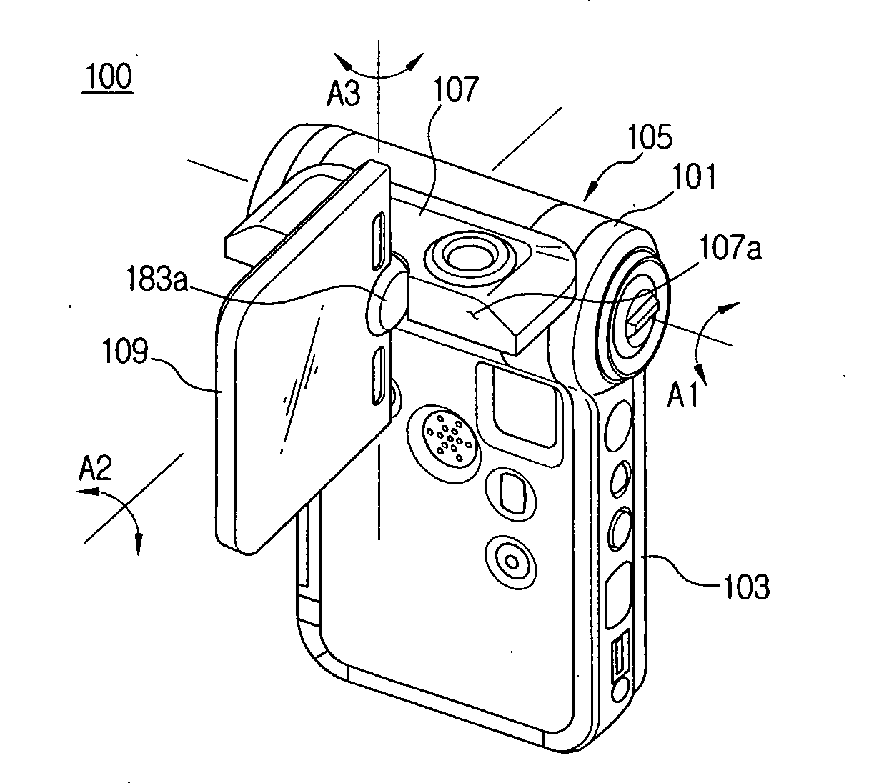 Portable electronic device having triaxial hinge structure