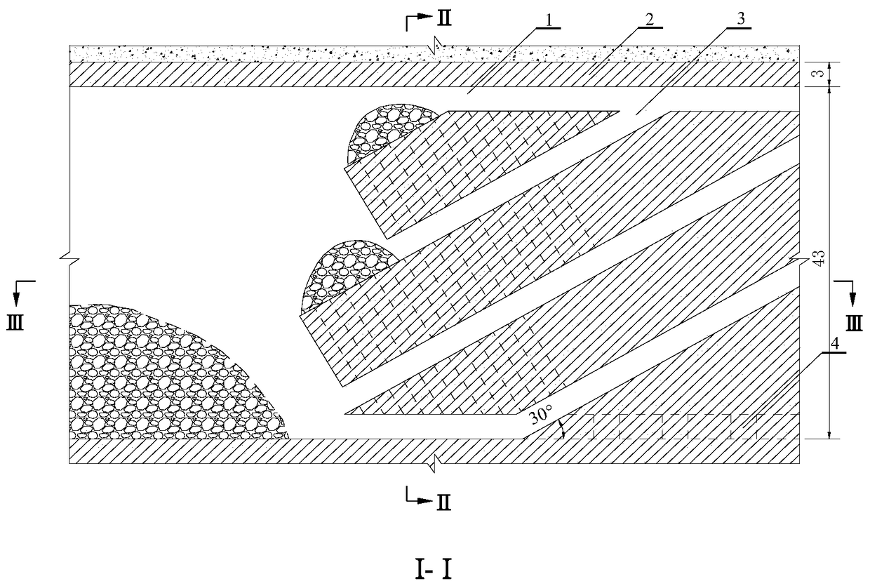 Medium-deep hole mining method with pseudo-inclined ore falling in steeply inclined thin ore body veins