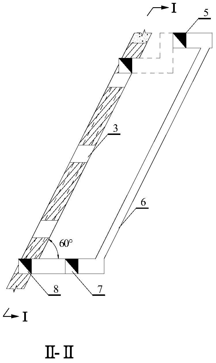 Medium-deep hole mining method with pseudo-inclined ore falling in steeply inclined thin ore body veins