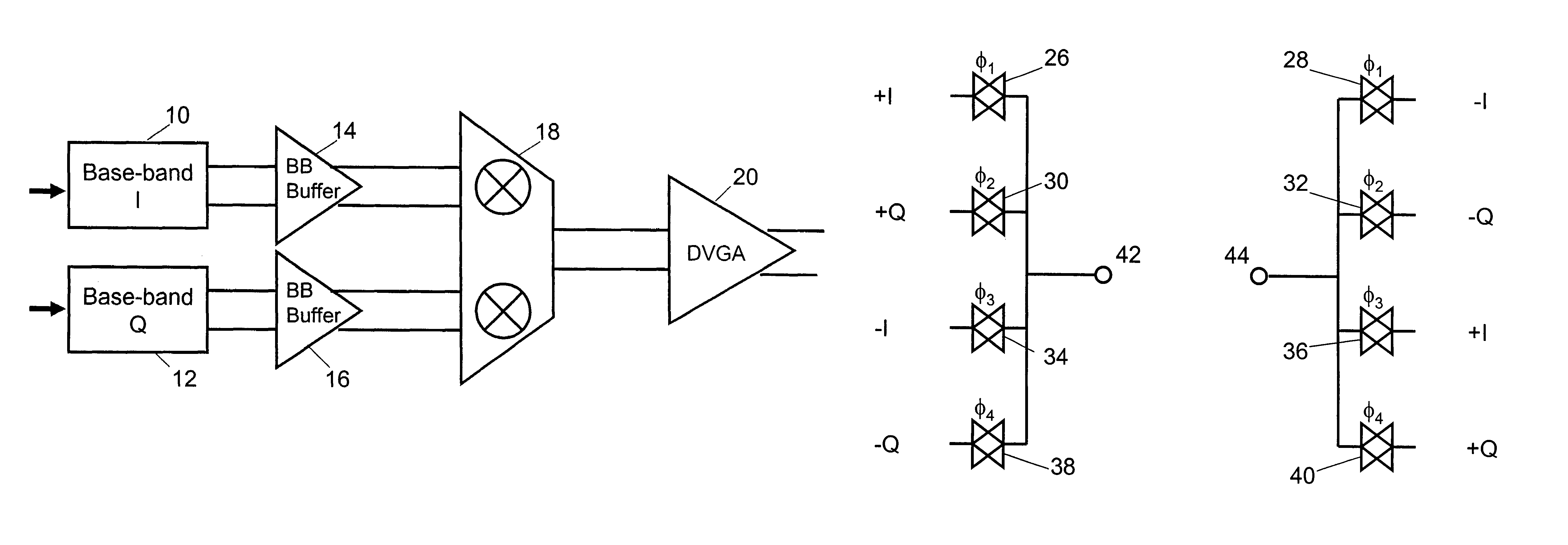 RF transmitter with interleaved IQ modulation