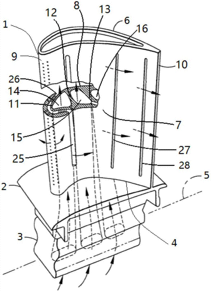 Efficient cooling blade for gas turbine engine