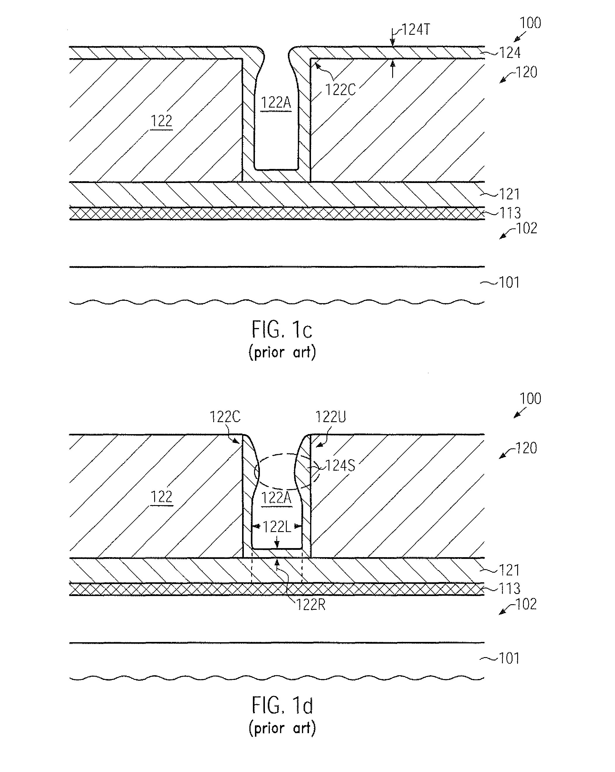 High-aspect ratio contact element with superior shape in a semiconductor device for improving liner deposition