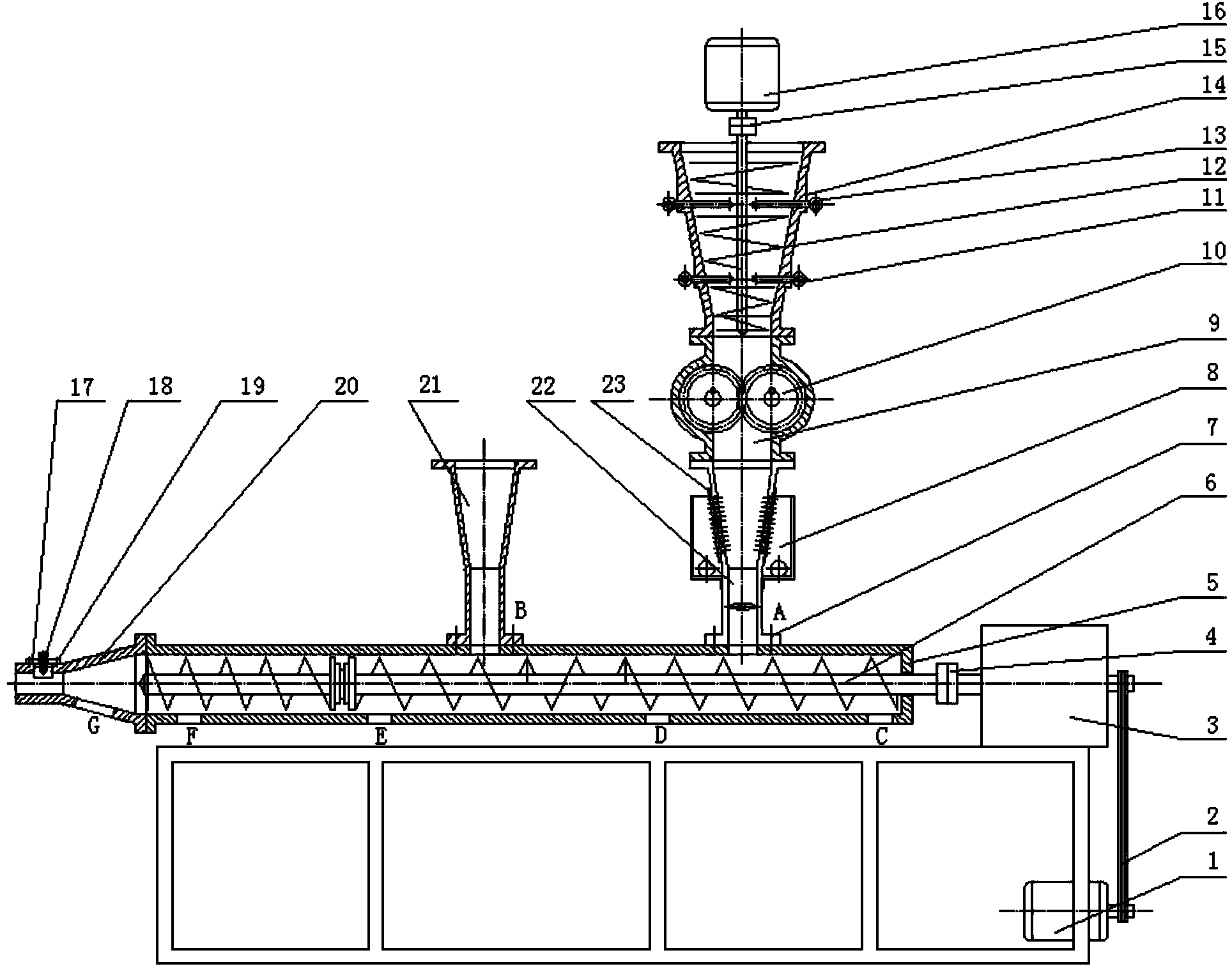 Twin screw breaking and dehydrating integrated processing equipment with gear pump