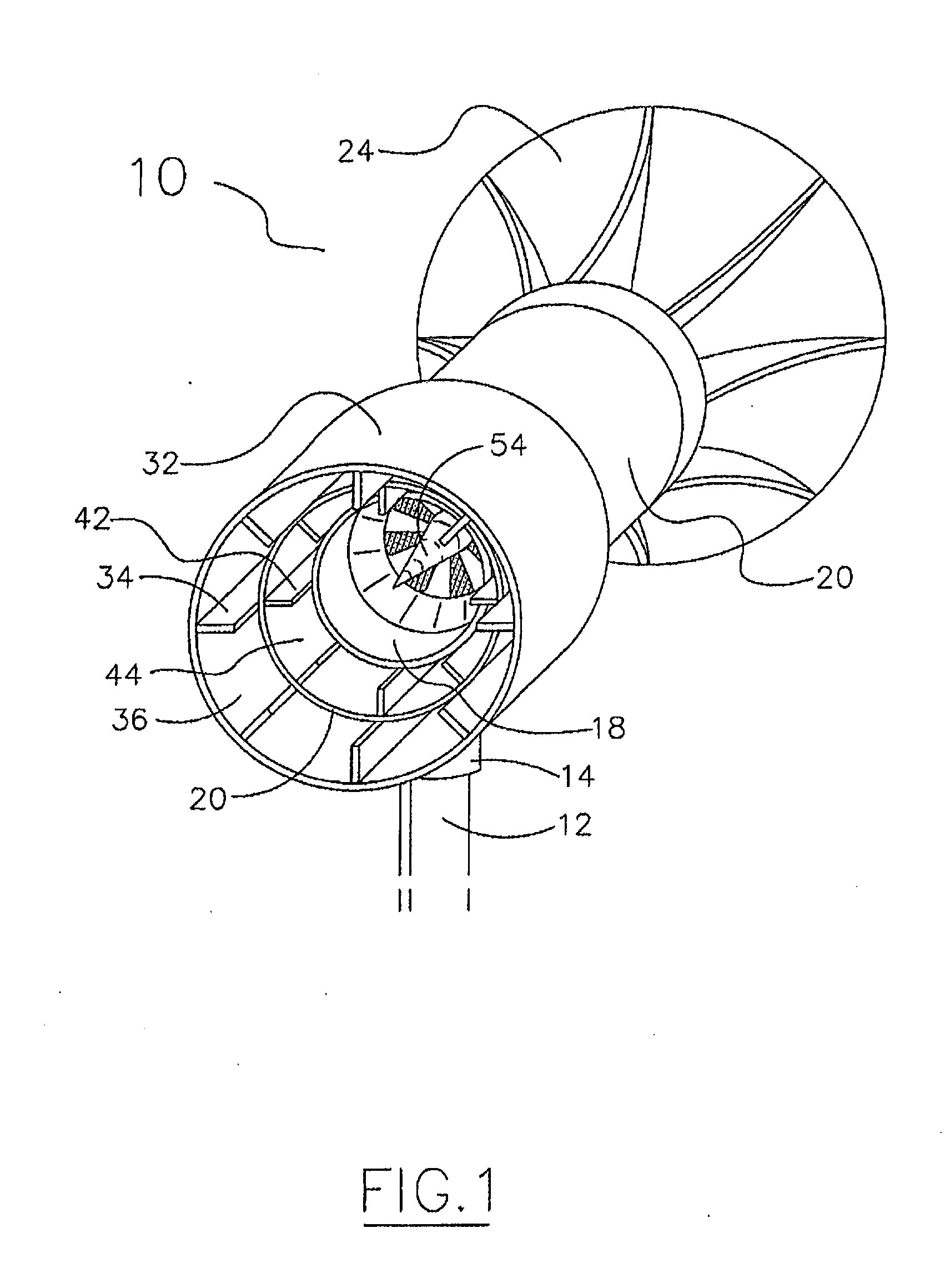 Wind turbine with different size blades for a diffuser augmented wind turbine assembly