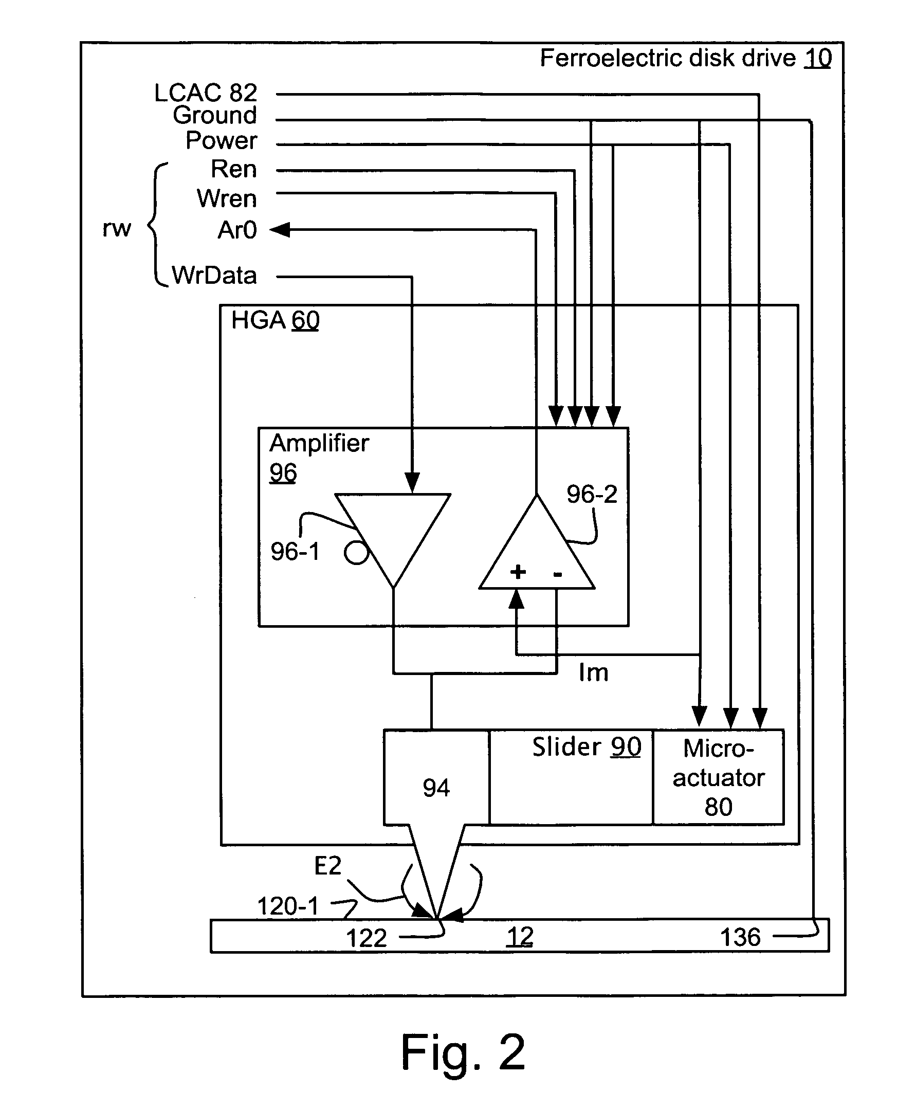 Apparatus and method for a ferroelectric disk, slider, head gimbal, actuator assemblies, and ferroelectric disk drive