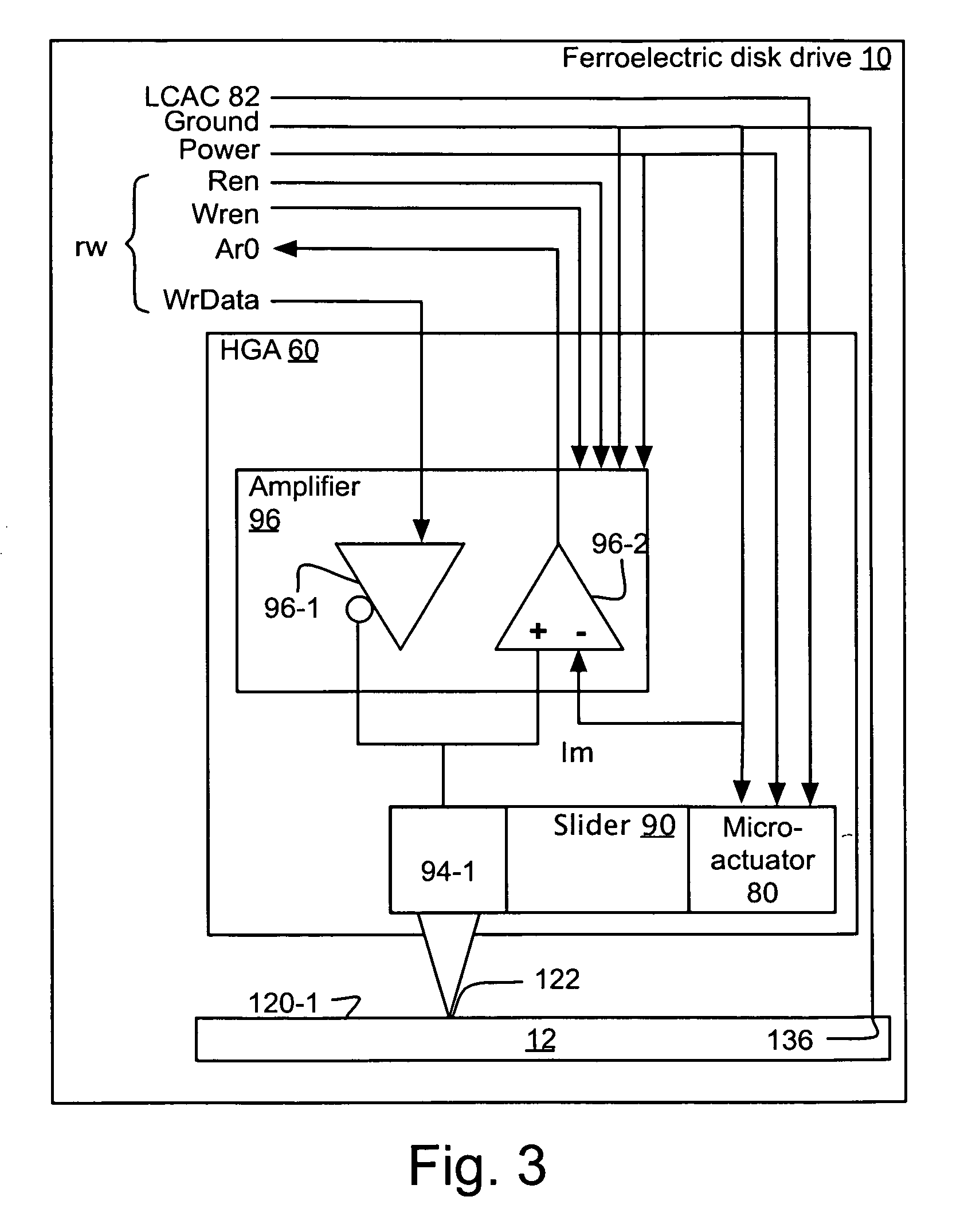 Apparatus and method for a ferroelectric disk, slider, head gimbal, actuator assemblies, and ferroelectric disk drive