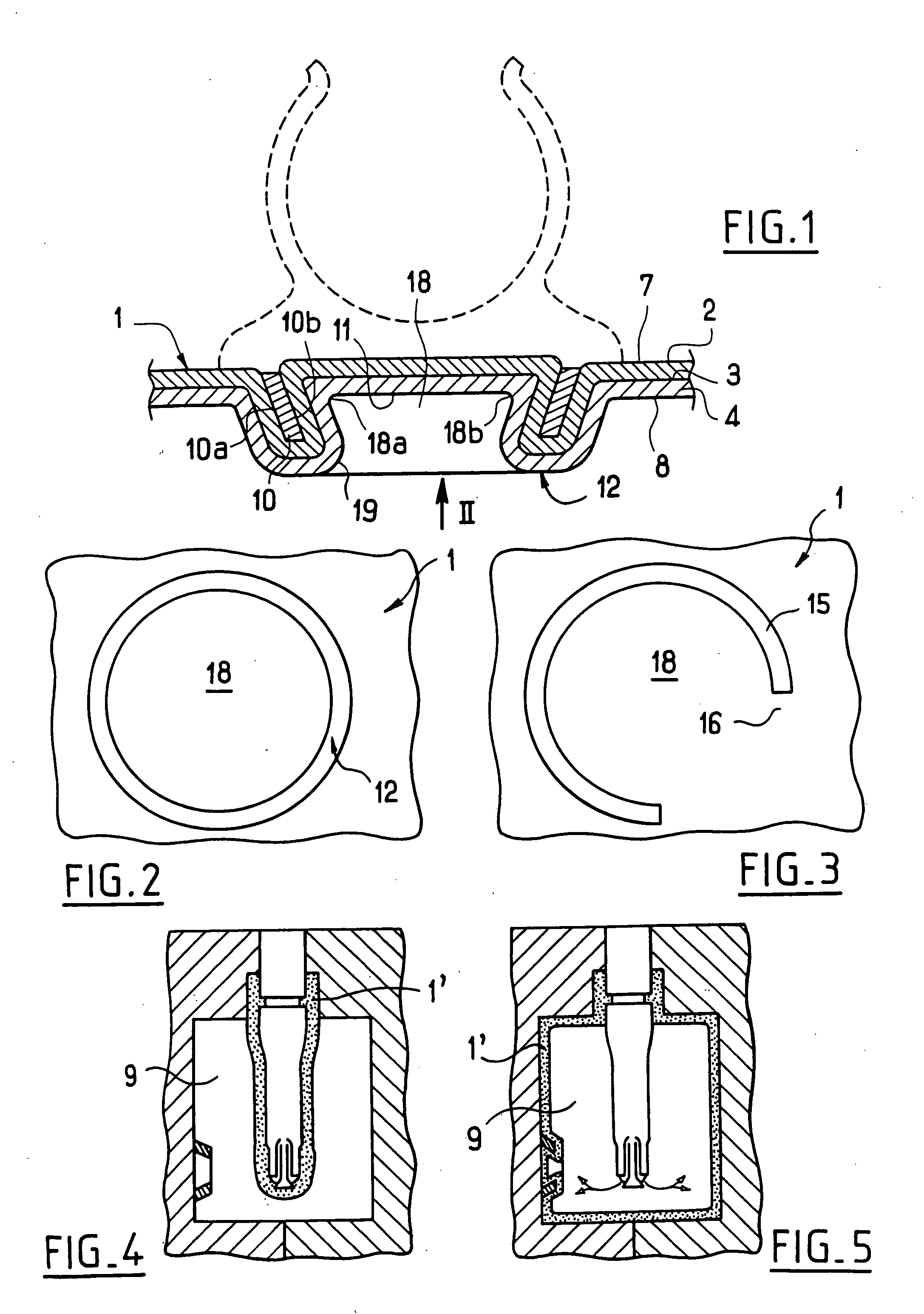 Method of manufacturing a tank of thermoplastic material including a portion in relief for mounting an attachment, and a tank manufactured thereby