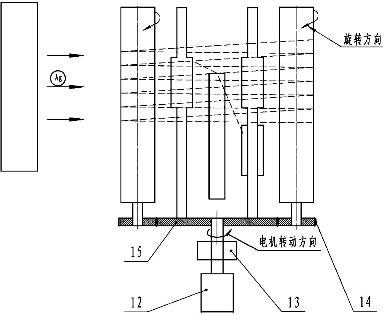 Device and method for continuously coating fiber with metallic conductive function film through magnetron sputtering