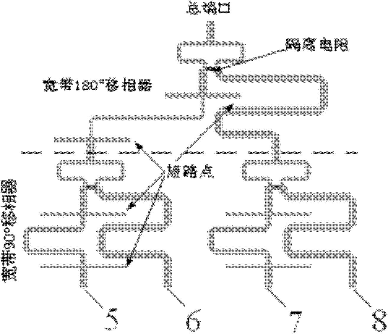 Circularly polarized multimode wideband antenna and microstrip power division phase shift network
