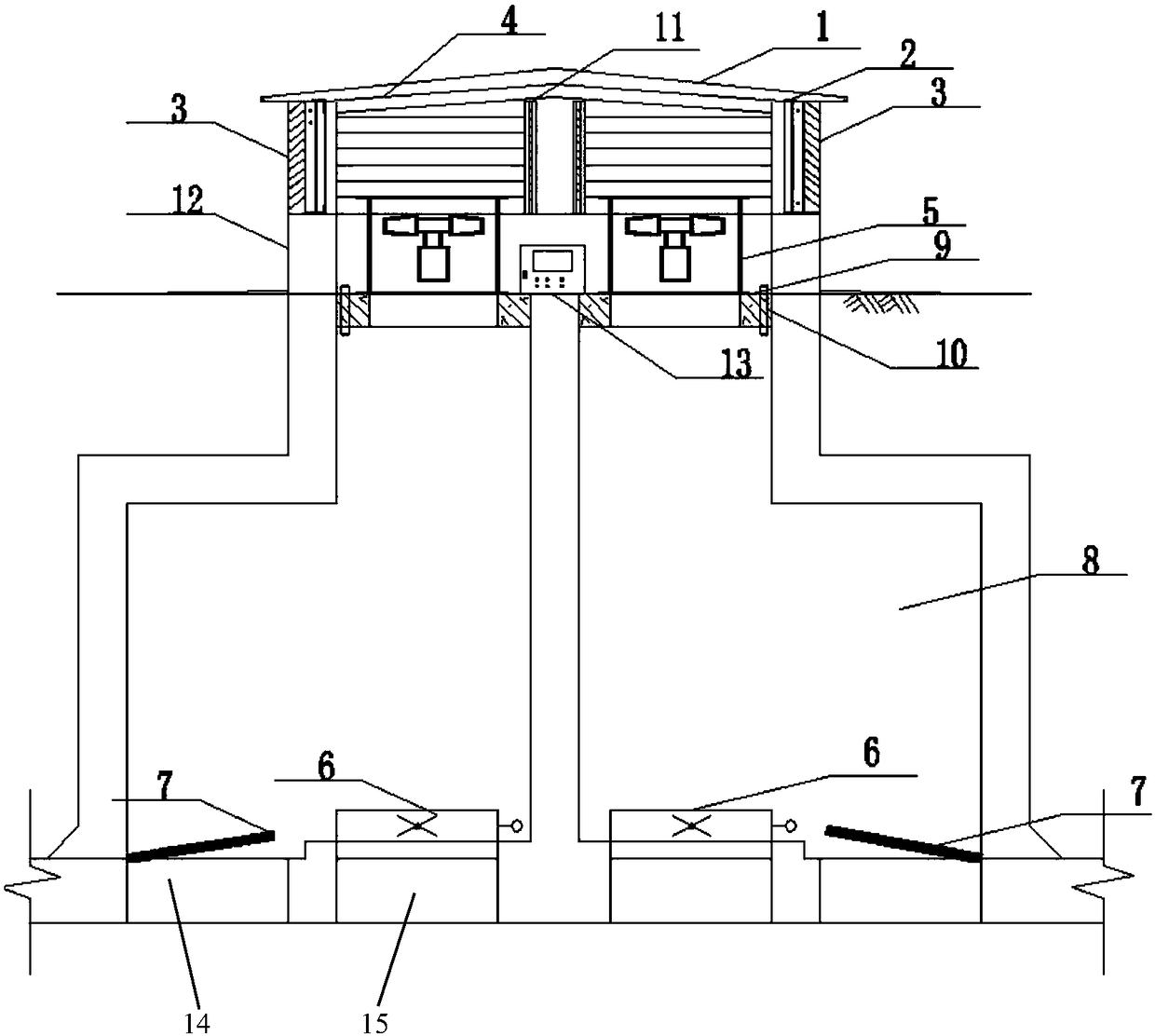 Integrated ventilation pavilion for fuel gas cabin of underground comprehensive pipe gallery