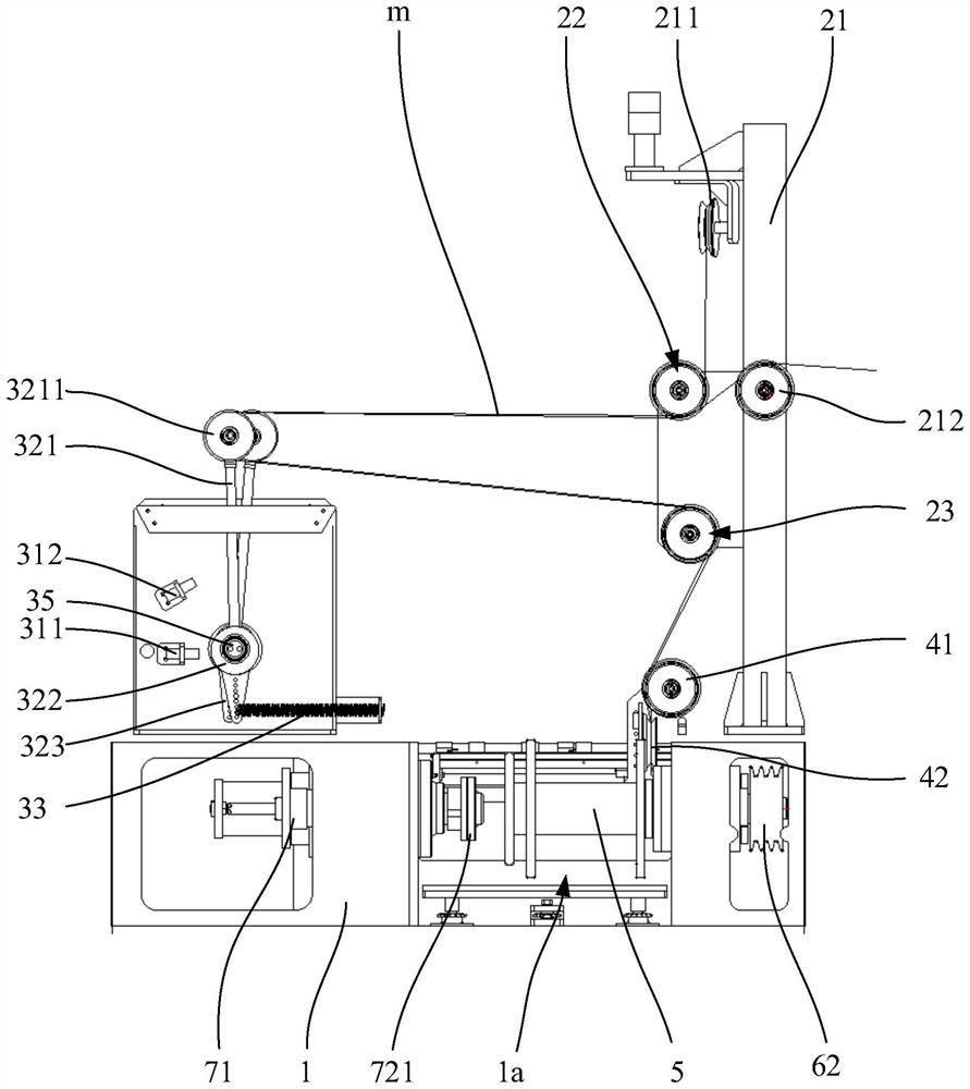 Steel cord take-up device and take-up method