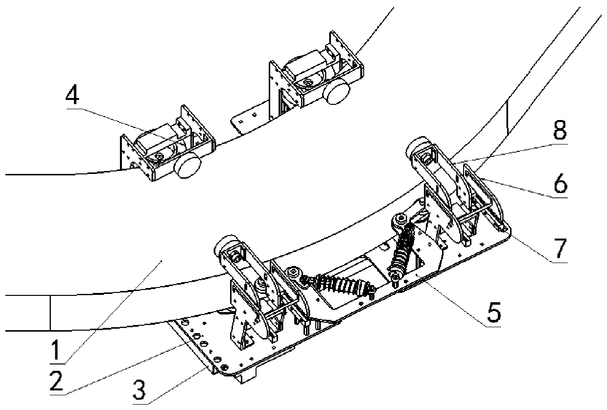 Unilateral adaptive rail robot bottom plate
