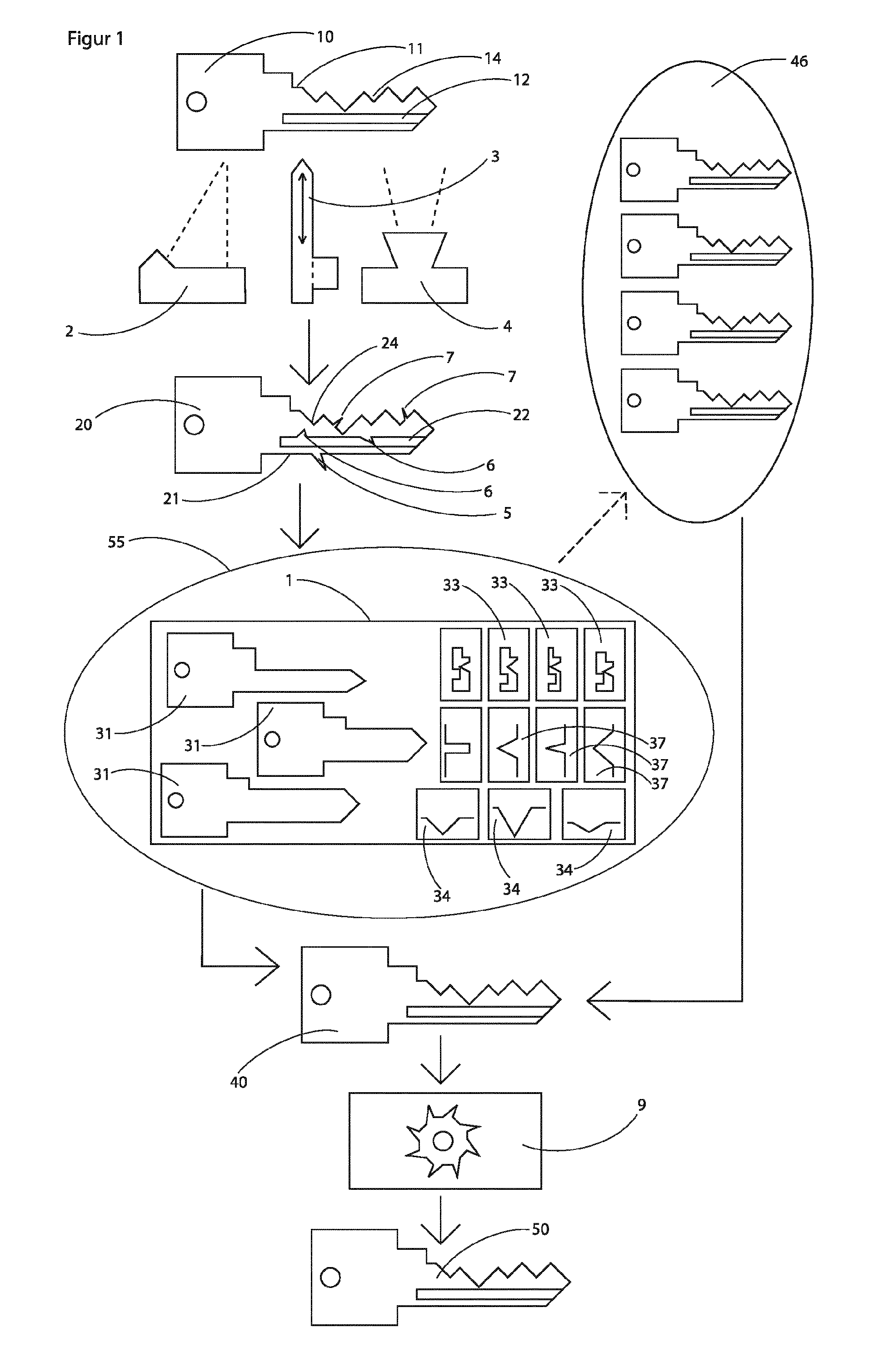 Method for producing a key copy