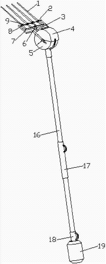 A forest fruit picking device with adjustable amplitude and elevation angle