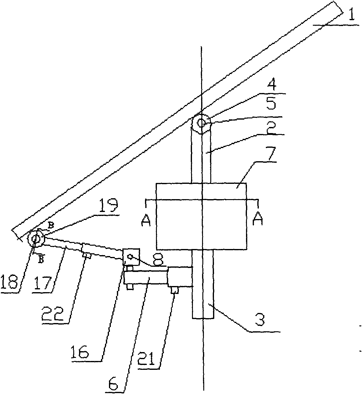 Quasi-two-dimensional sunlight tracking system with single connecting rod