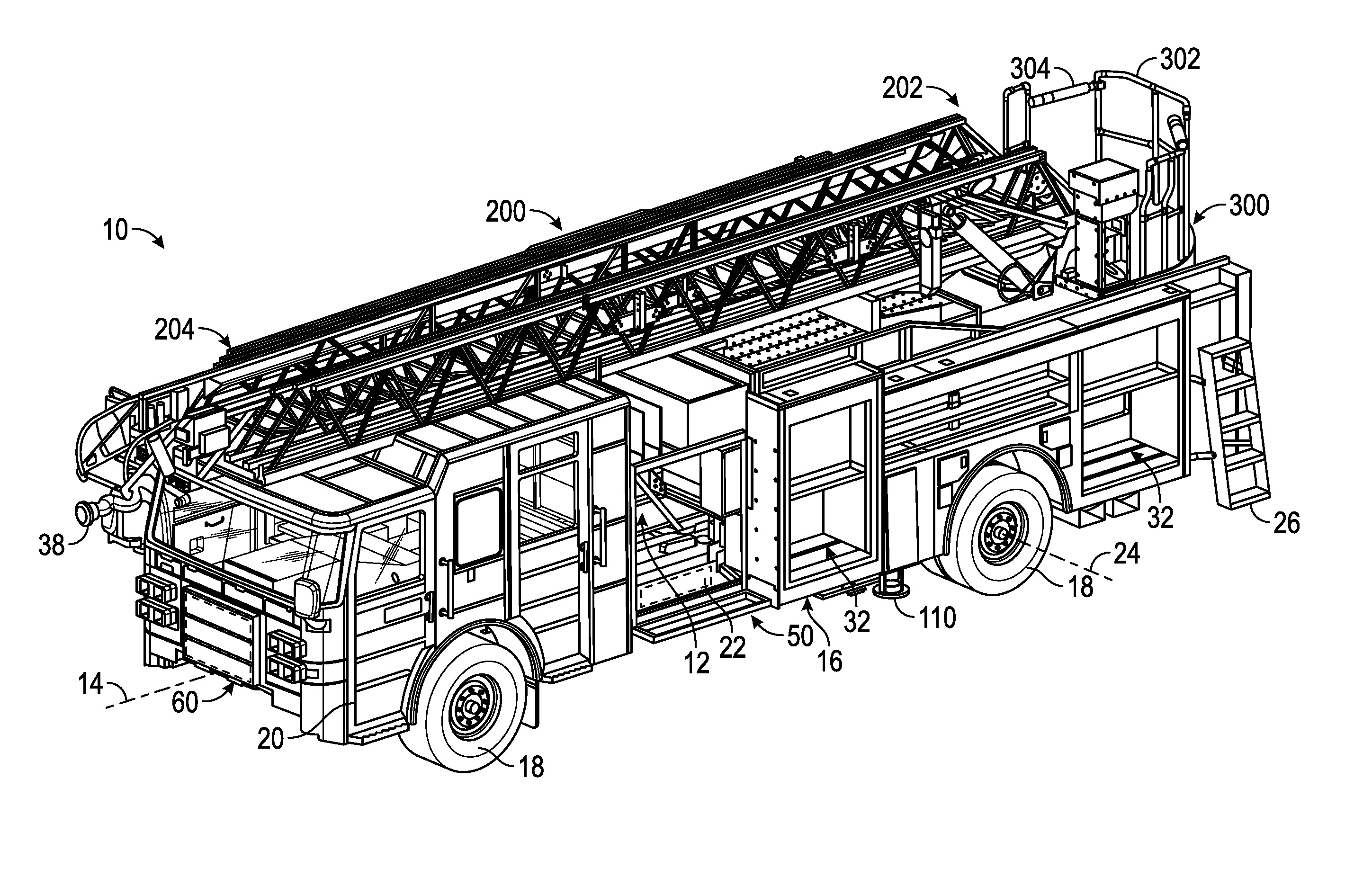 Pedestal and torque box assembly for a fire apparatus