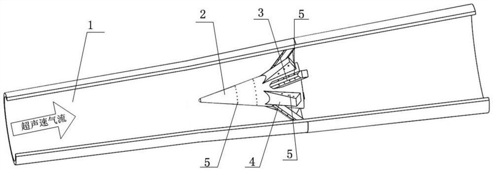 A combustion chamber of a scramjet