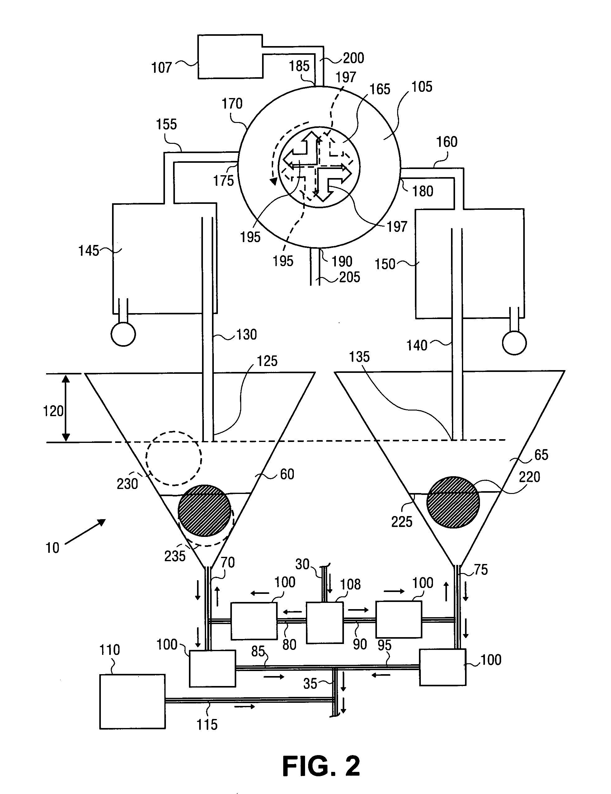 Continuous feeding and decompressing device, tube assembly, and methods