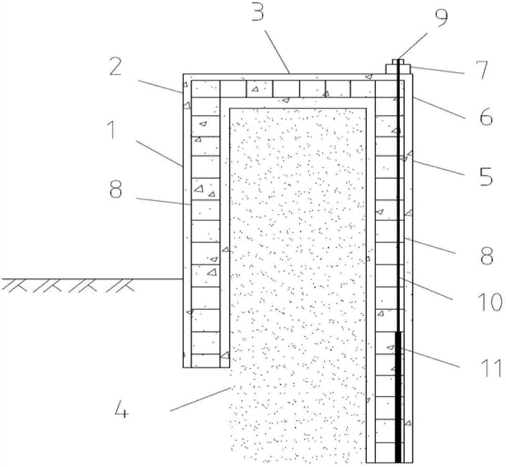 Method for shoring prestressed double-row-pile strong-constraint deep foundation pit