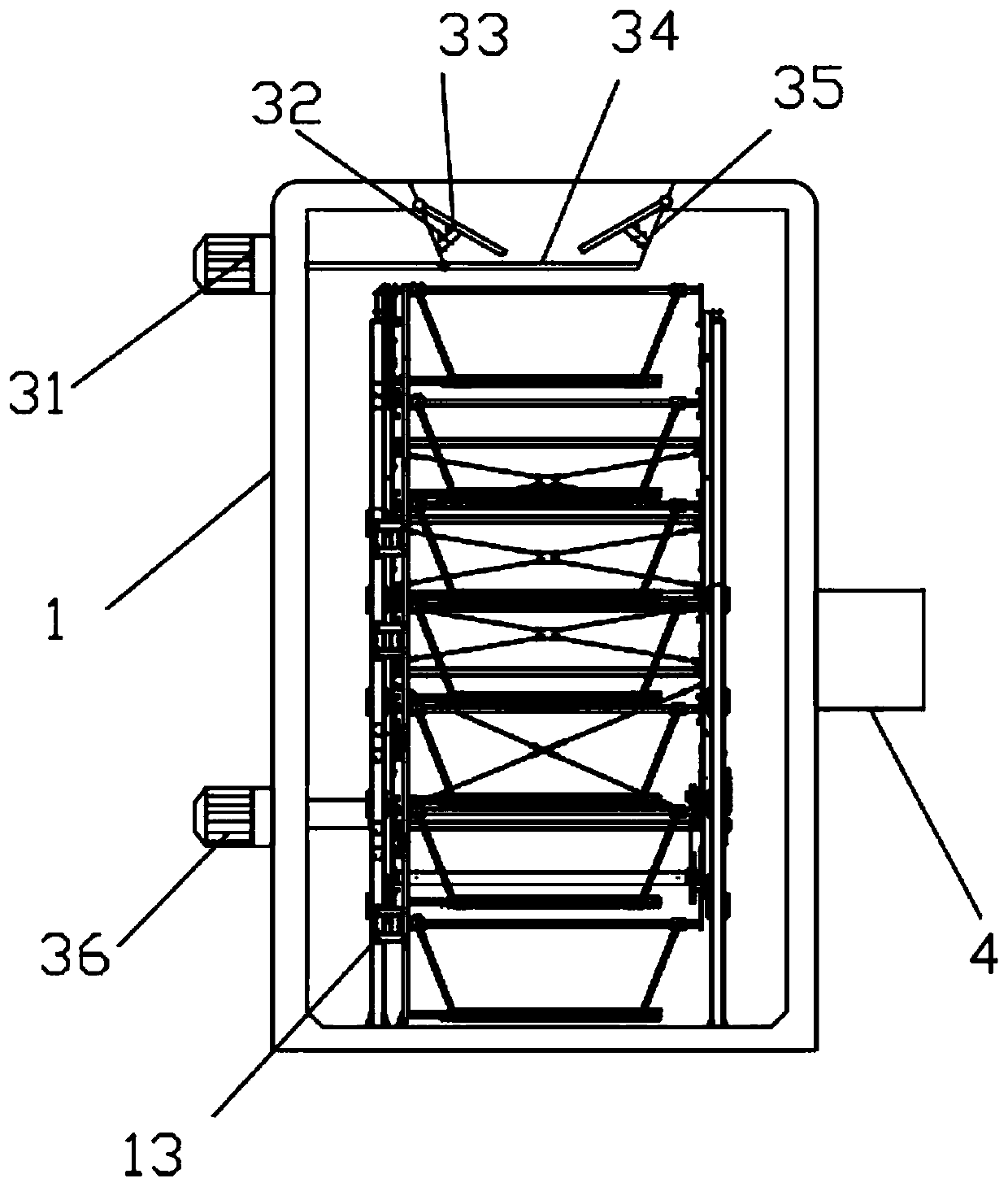 Fruit and vegetable drying machine room capable of performing uniform drying