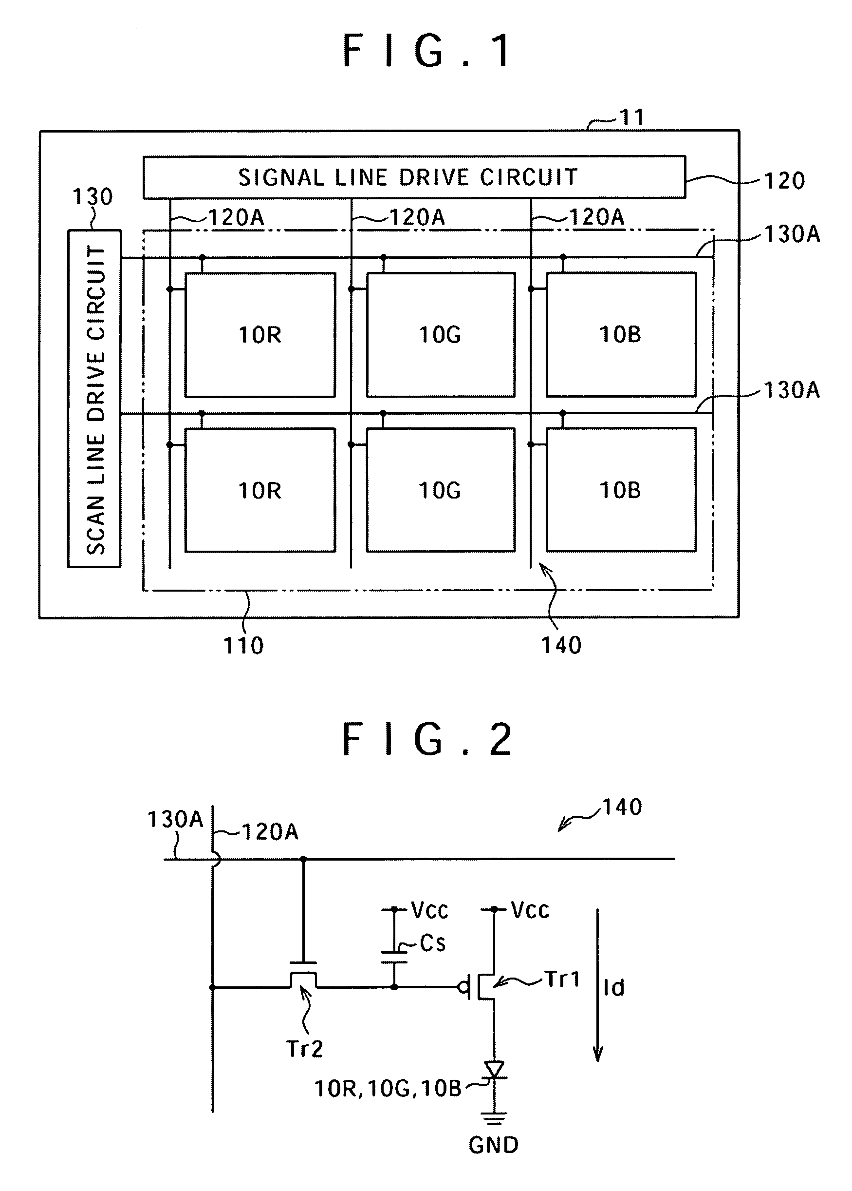 Display with organic light emitting elements including a light emitting layer provided by transferring a transfer layer from a donor substrate to an acceptor substrate