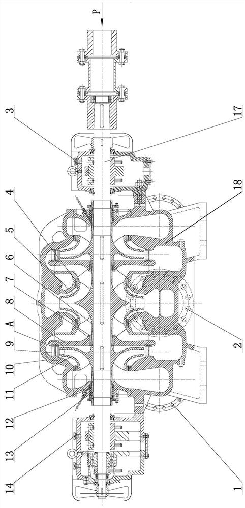 Double-inlet guide vane and volute combined axially-split multistage centrifugal pump