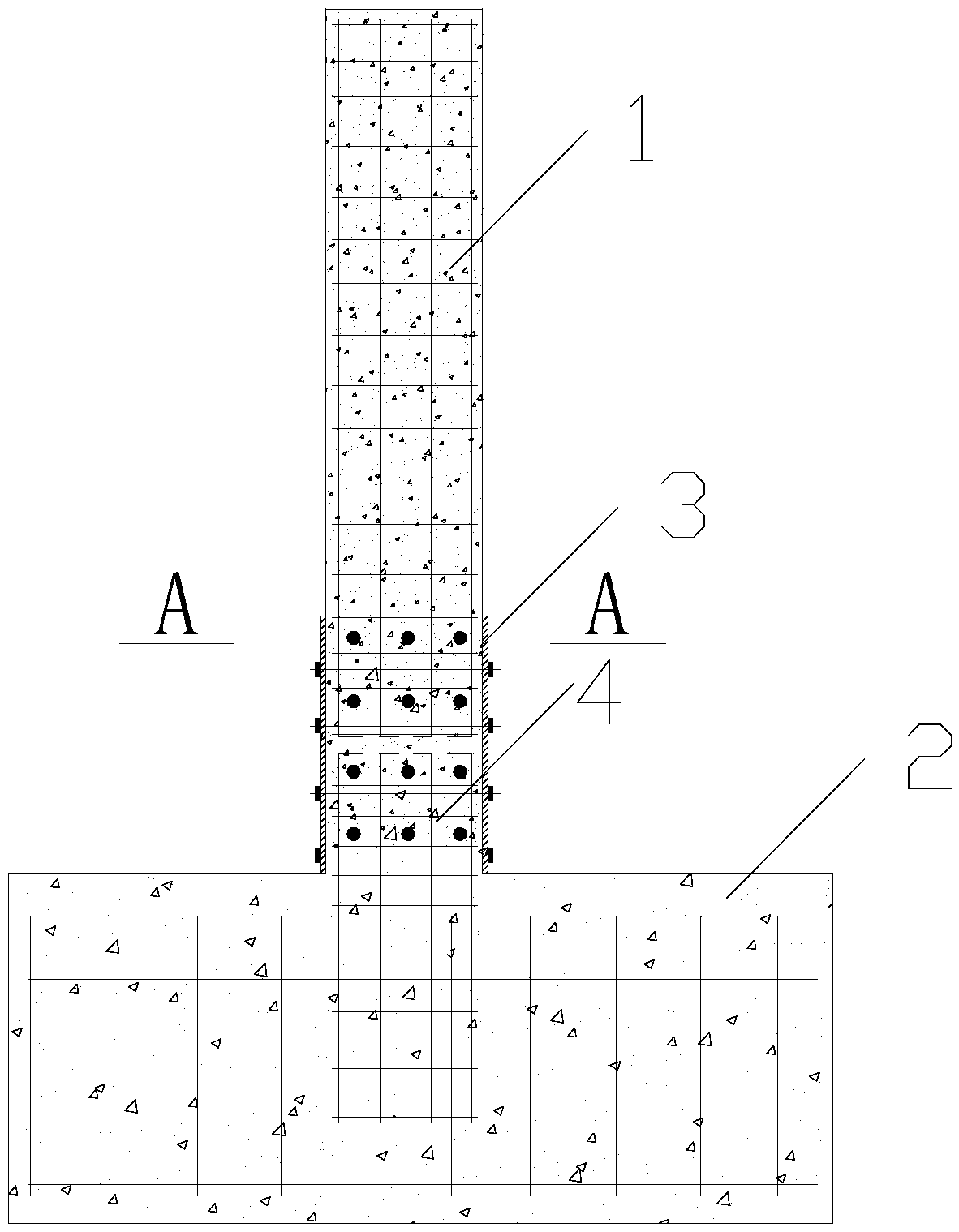 Assembly type square reinforced concrete column and reinforced concrete foundation connecting joint structure and construction method