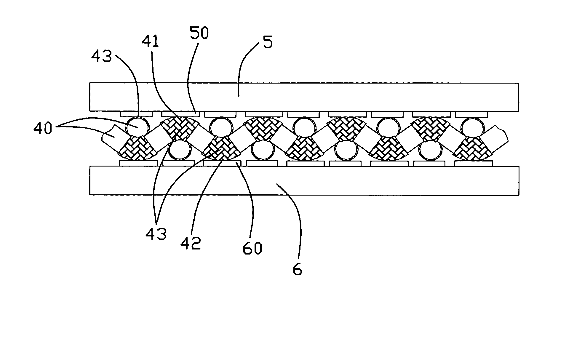 Low profile electrical interposer of woven structure and method of making same