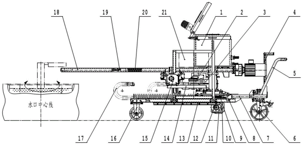 Automatic slag adding machine for continuous casting large round and elliptical molds